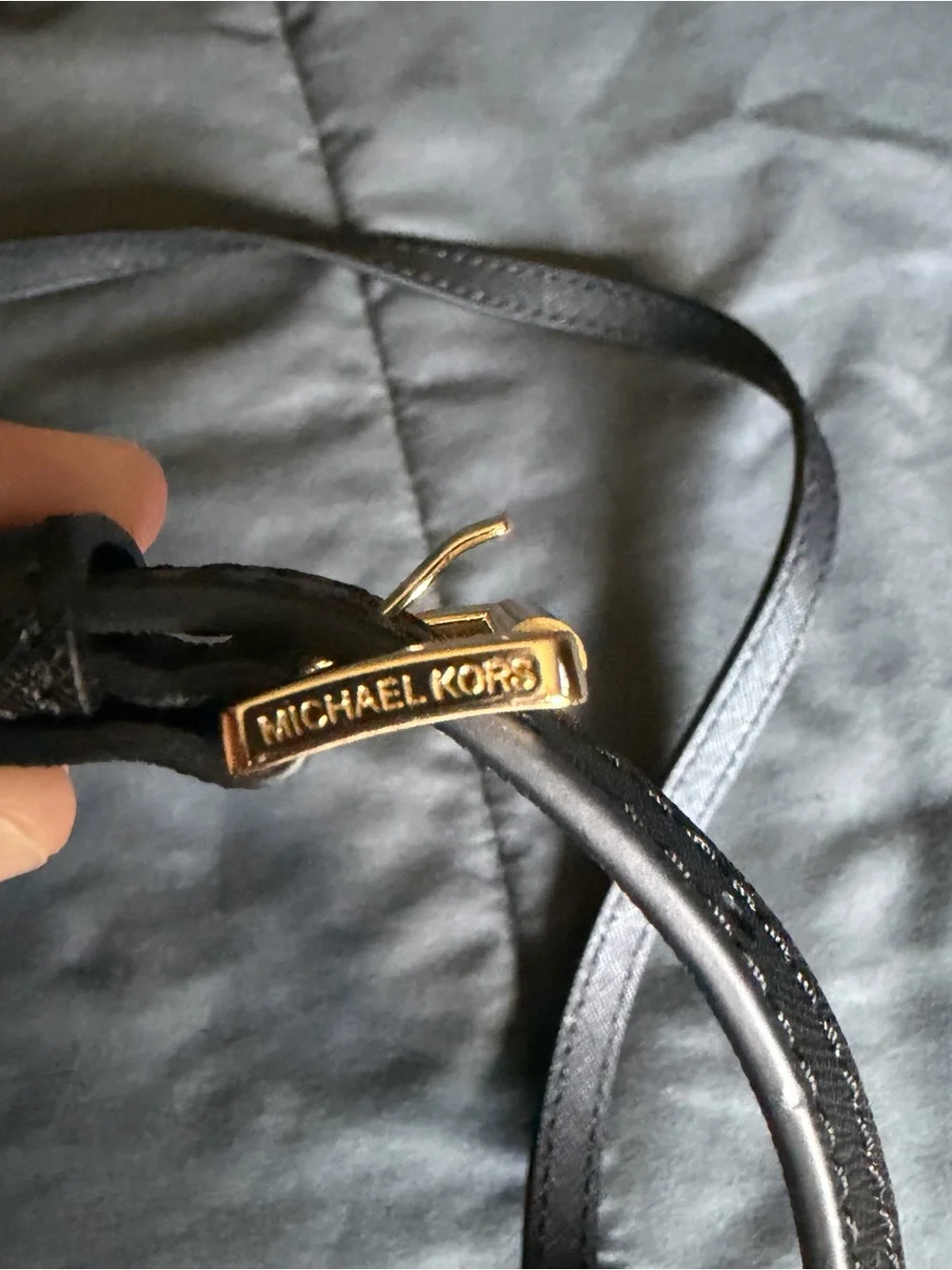 Michael Kors Black Leather Satchel with Gold Hardware